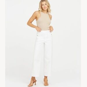 NWT Spanx White Stretch Twill Cropped Wide Leg Pants Size XL
